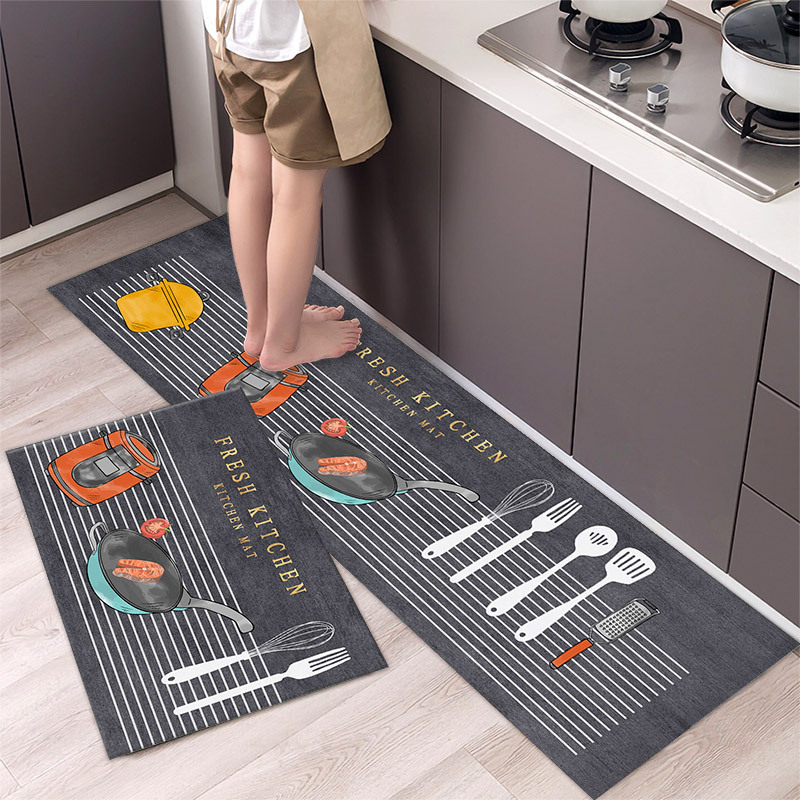 Mei Lifestyle 2 PCS Set Large Kitchen Mats With Thick Non Slip Bottom For Kitchen Floor With Beautiful Design (50X80CM And 50X160CM)