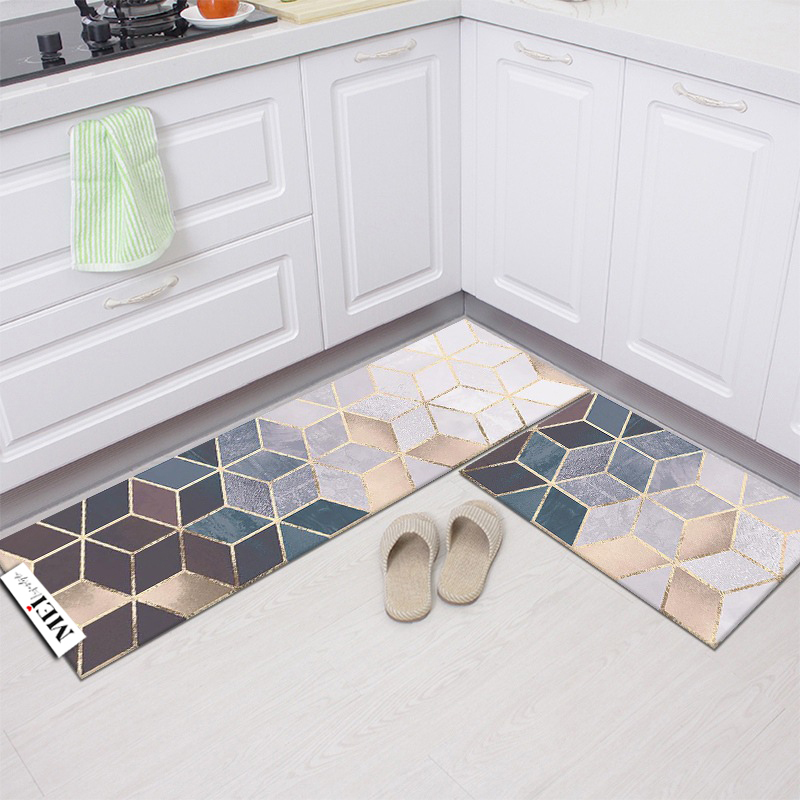 2 PCS Set Large Kitchen Mats With Thick Non Slip Bottom For Kitchen Floor With Beautiful Design 50*80CM And 50*160CM