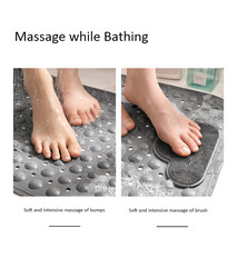 Mei Lifestyle Anti-Slip Massage Bathroom Bath Tub Mats with Suction Cup and Drain Hole Quick Drying Shower Floor Mat (40X70CM)