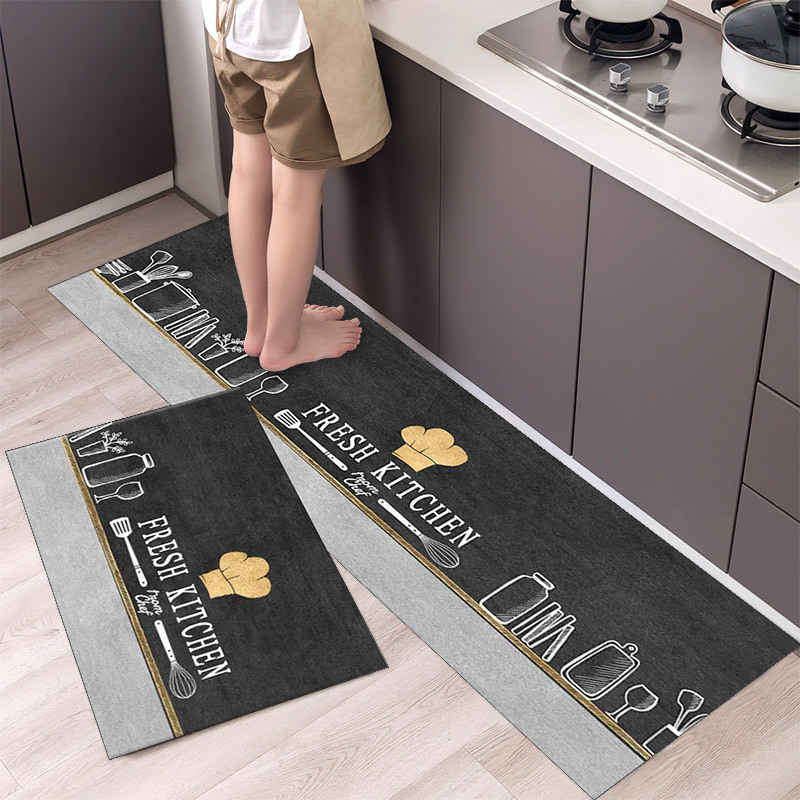 طقم من قطعتين من سجادات المطبخ الكبيرة من Mei Lifestyle بقاعدة سميكة غير قابلة للانزلاق لأرضية المطبخ بتصميم جميل (50×80 سم و50×160 سم)