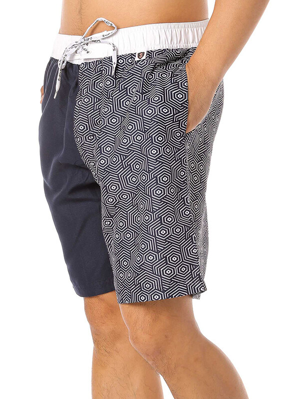 Scipo Waves Drawstring Shorts for Men, Large, Navy Blue