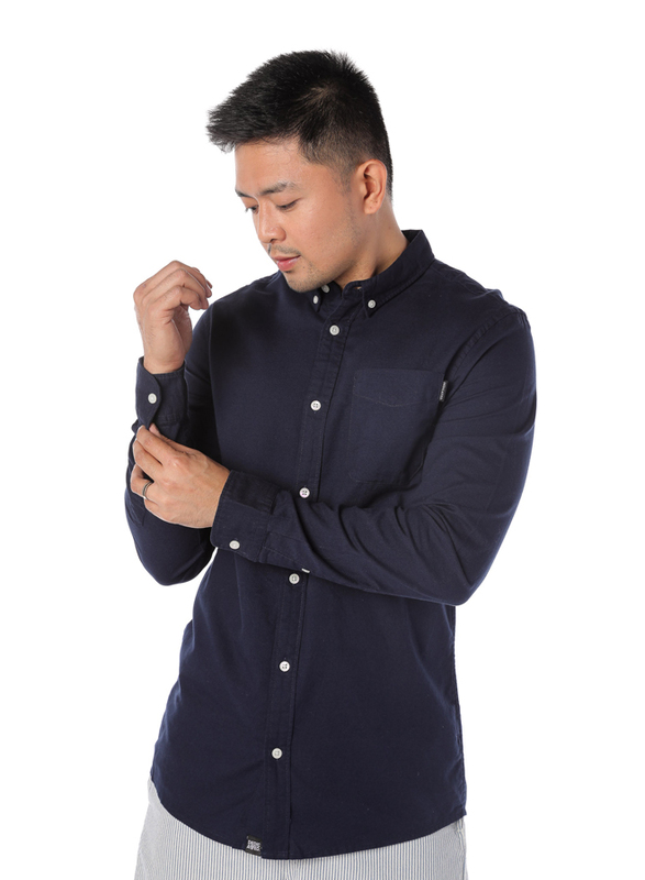 Dedicated Varberg Oxford Long Sleeves Shirt for Men, Extra Large, Navy Blue