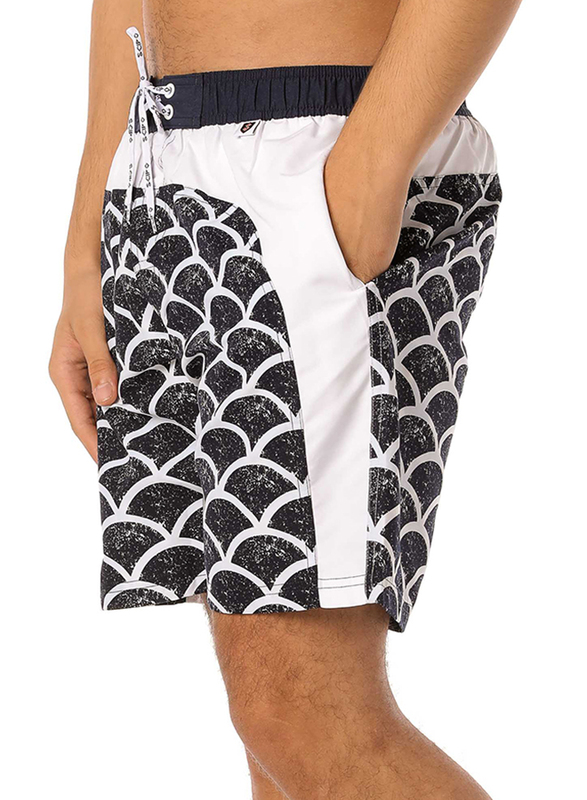 Scipo Scaled Drawstring Shorts for Men, Large, White