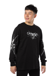 Criminal Damage Smash Long Sleeves T-Shirt for Men, Small, Black