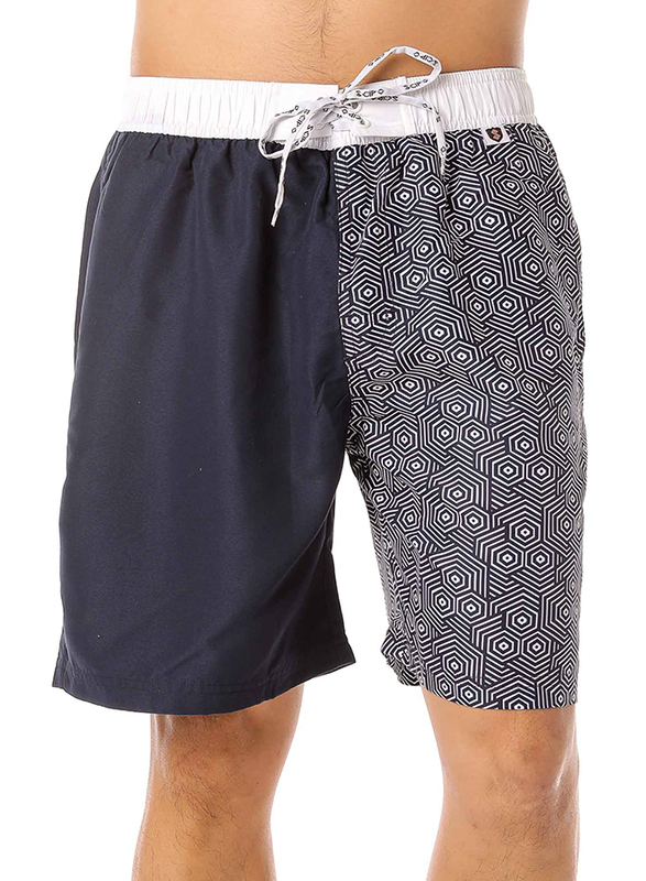 Scipo Waves Drawstring Shorts for Men, Medium, Navy Blue