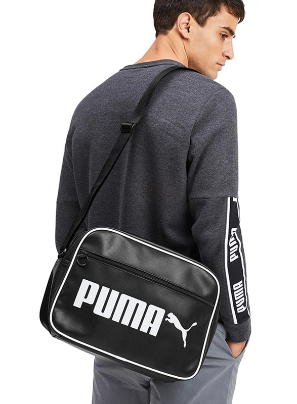 Puma Polyurethane Campus Reporter Retro Bag for Men, Black