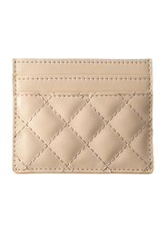 NA-KD Polyurethane Quilted Card Holder for Women, Natural