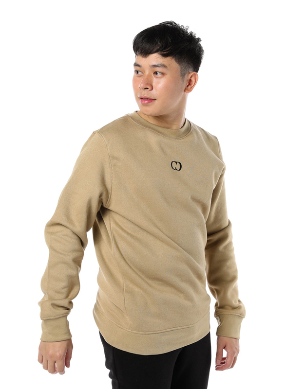 Criminal Damage Eco Long Sleeves Sweatshirt for Men, Extra Large, Light Brown