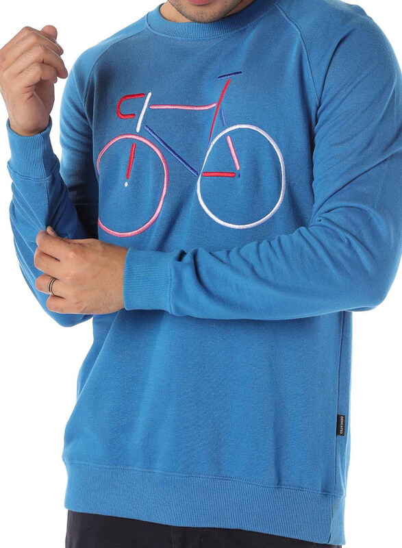 Dedicated Malmoe Color Bike Long Sleeves Sweatshirt for Men, Large, Blue