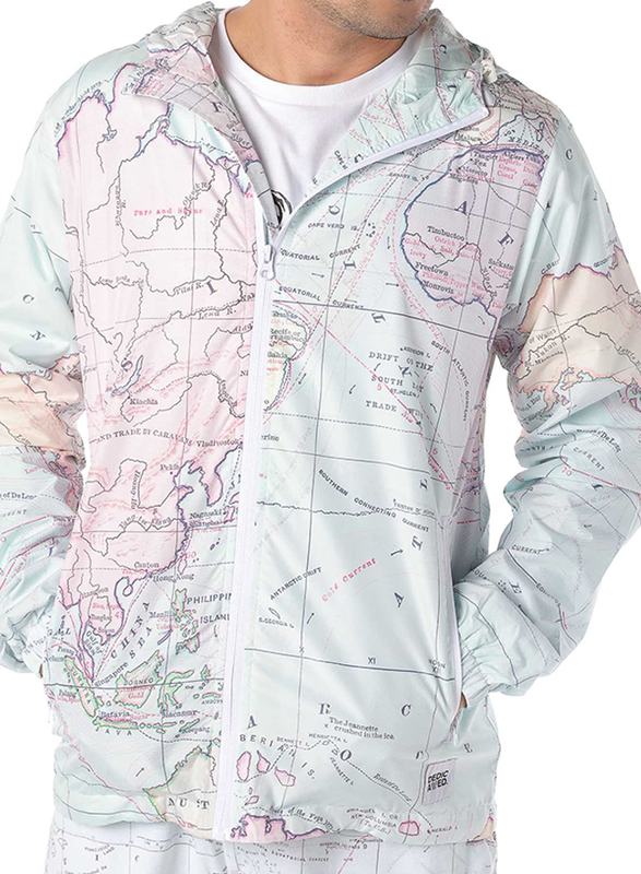 Dedicated Skara Map Long Sleeves Windbreaker Jacket for Men, Medium, Multicolour