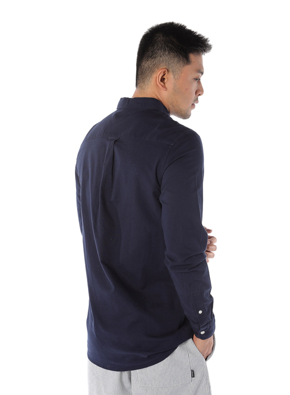 Dedicated Varberg Oxford Long Sleeves Shirt for Men, Extra Large, Navy Blue