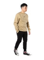 Criminal Damage Eco Long Sleeves Sweatshirt for Men, Extra Large, Light Brown