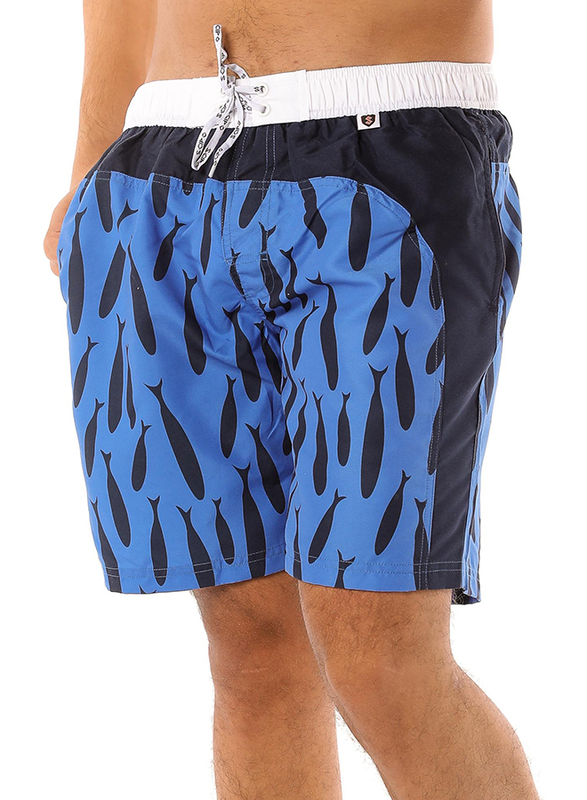 Scipo Fished Drawstring Shorts for Men, Extra Large, Blue