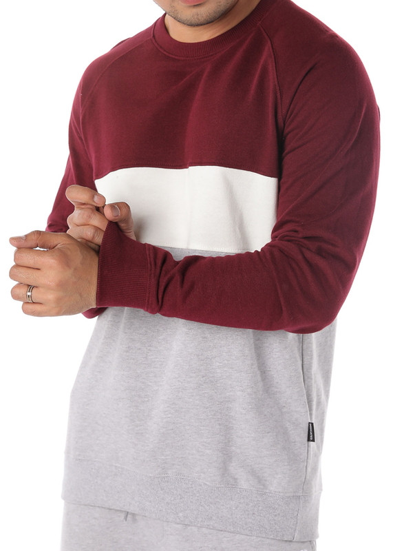 Dedicated Malmoe Mono Stripe Long Sleeves Sweatshirt for Men, Small, Burgundy