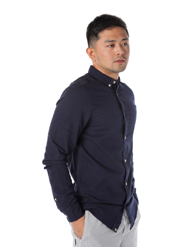 Dedicated Varberg Oxford Long Sleeves Shirt for Men, Extra Large, Navy Blue