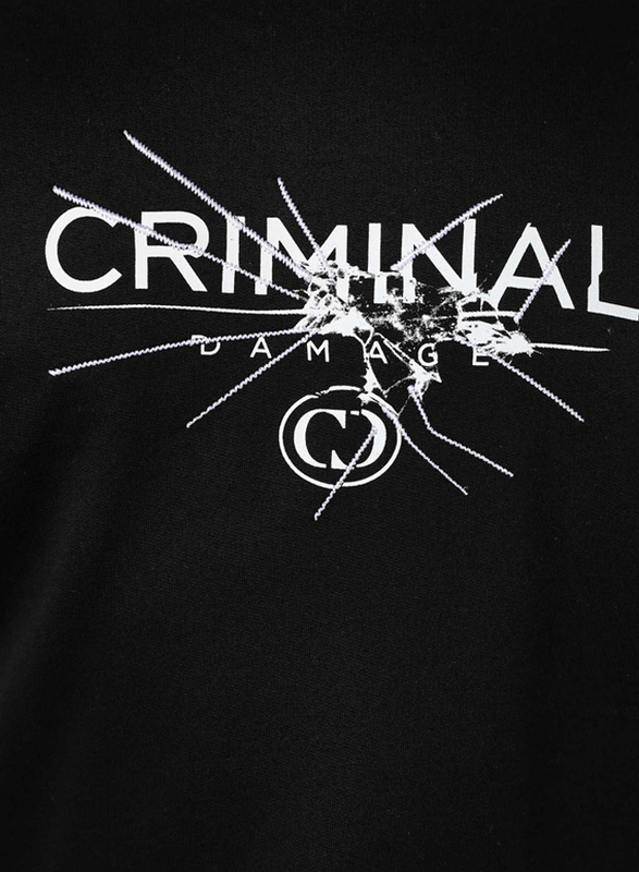 Criminal Damage Smash Long Sleeves T-Shirt for Men, Small, Black