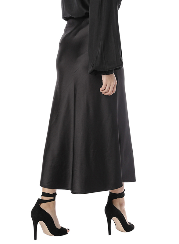 NA-KD Shiny Midi Skirt, 34 EU, Black