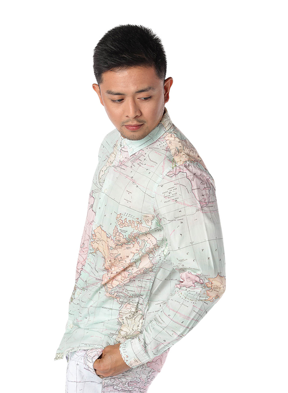 Dedicated Varberg Map Long Sleeves Shirt for Men, Medium, Multicolour