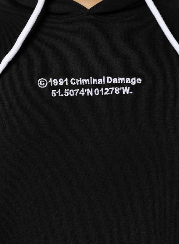 Criminal Damage Bark Long Sleeves Hoodie for Men, Small, Black