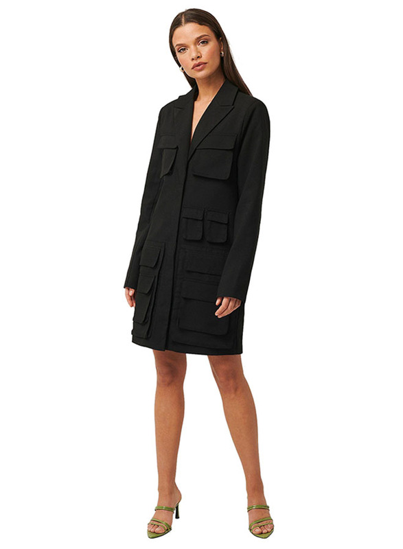 NA-KD Pocket Blazer Dress, 34 EU, Black