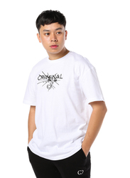 Criminal Damage Smash Short Sleeves T-Shirt for Men, Medium, White