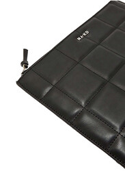 NA-KD Polyurethane Big Quilted Clutch Bag for Women, Black