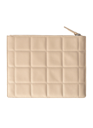 NA-KD Polyurethane Big Quilted Clutch Bag for Women, Nude