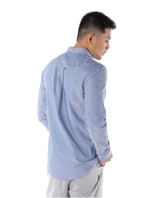 Dedicated Varberg Chambray Long Sleeves Shirt for Men, Small, Blue