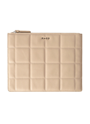 NA-KD Polyurethane Big Quilted Clutch Bag for Women, Nude