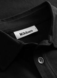 Nikben Jersey Studio Stockholm Long Sleeve Polo Shirt for Men, Medium, Black