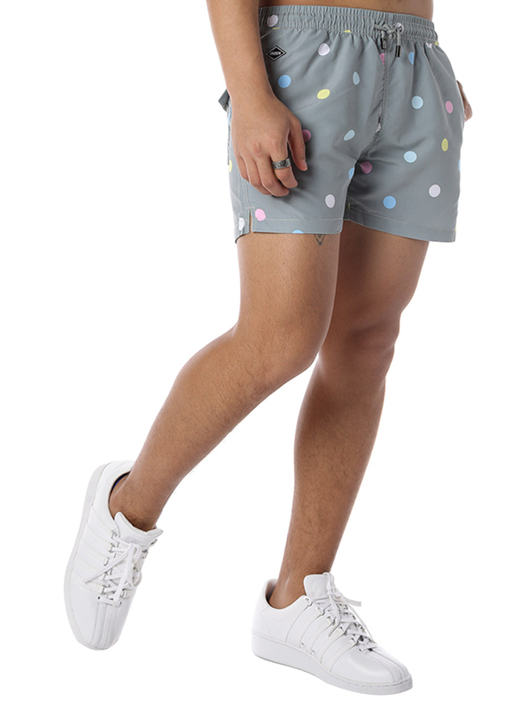 Nikben Mixed Dot Drawstring Shorts for Men, Medium, Grey