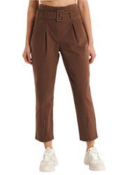 NA-KD Belted Paper Bag Pants for Women, 32 EU, Brown