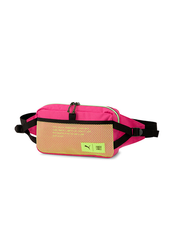 Puma X First Mile Polyester Waist Bag for Women, Pink/Yellow/Black