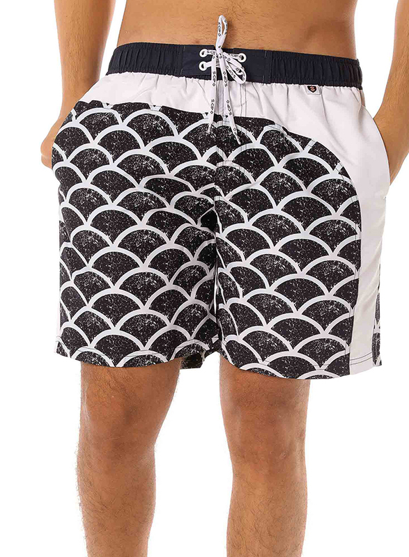 Scipo Scaled Drawstring Shorts for Men, Large, White