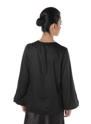 NA-KD Tie Band Long Sleeve Shirt for Women, 36 EU, Black