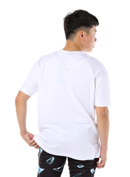 Criminal Damage Barb Emb Mock Short Sleeves T-Shirt for Men, Small, White