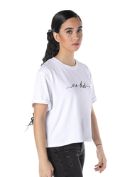 NA-KD Short Sleeve Cropped T-Shirt for Women, Small, White