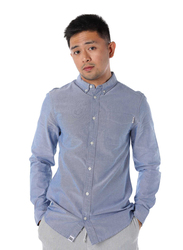 Dedicated Varberg Chambray Long Sleeves Shirt for Men, Small, Blue