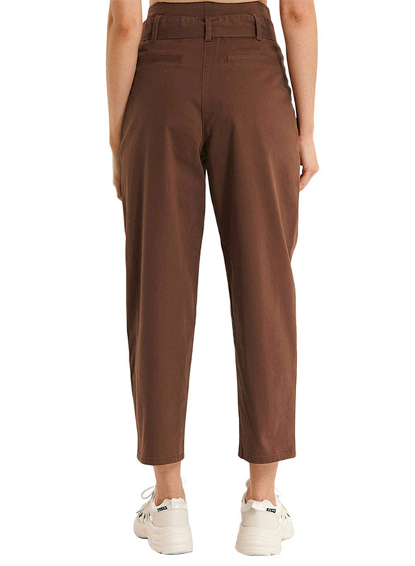 NA-KD Belted Paper Bag Pants for Women, 32 EU, Brown