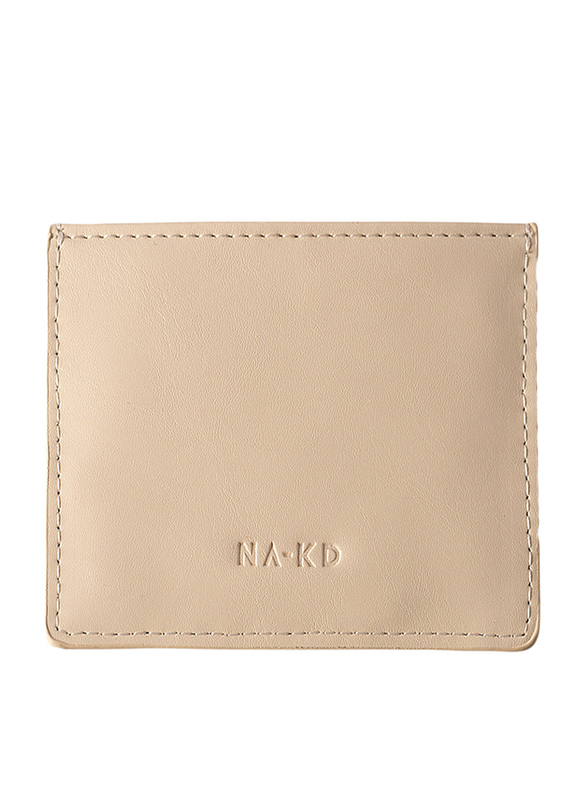 NA-KD Polyurethane Quilted Card Holder for Women, Natural