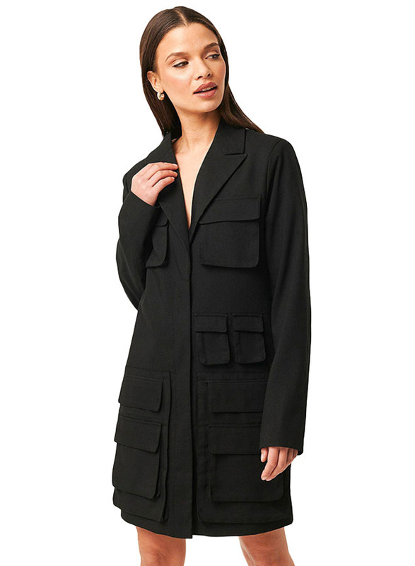 NA-KD Pocket Blazer Dress, 34 EU, Black