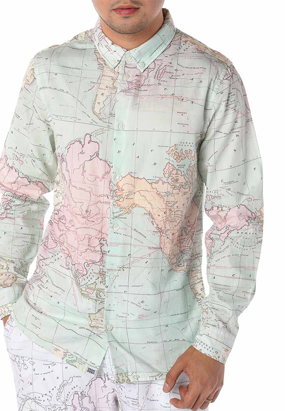 Dedicated Varberg Map Long Sleeves Shirt for Men, Medium, Multicolour