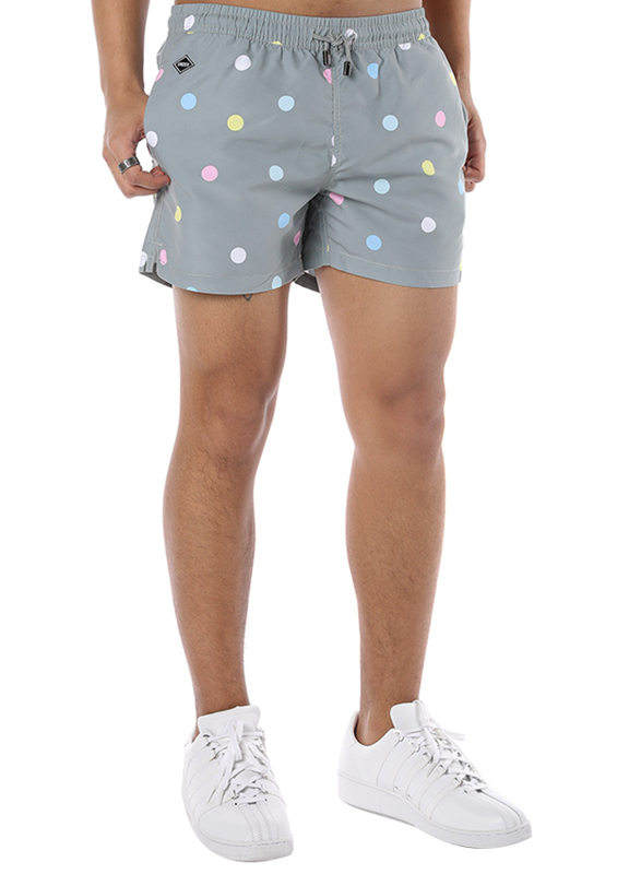 Nikben Mixed Dot Drawstring Shorts for Men, Medium, Grey