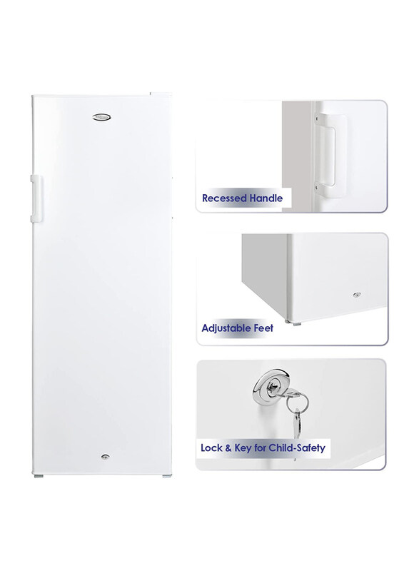 Super General 350L Upright Compact Deep-Freezer with 7 Plastic Drawers, SGUF 348H, White