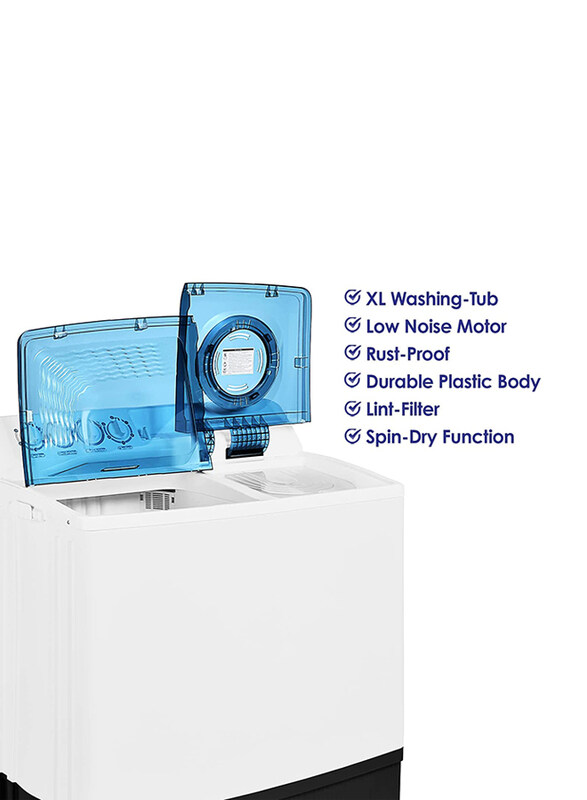 Super General 14 KG Top Load Twin Tub Semi Automatic Washing Machine, 740W, SGW155, White/Blue