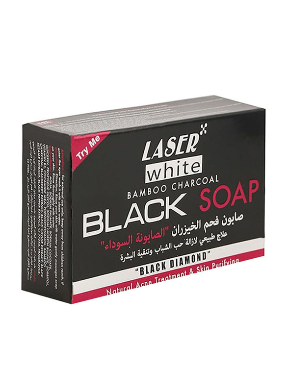 Laser White Bamboo Charcoal Black Soap, 100g