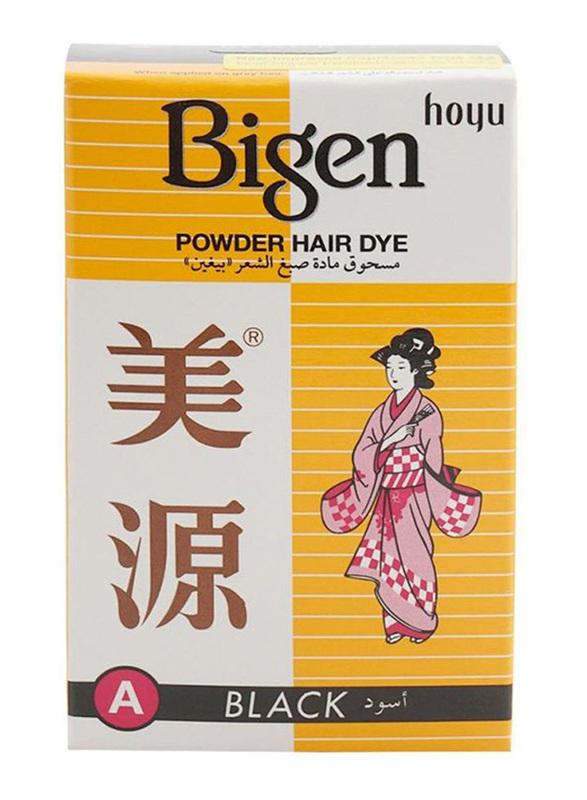 Bigen Powder Hair Dye for All Hair Types, A Black, 6gm