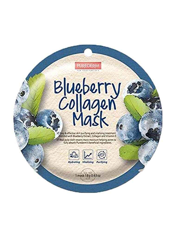 Purederm Blueberry Collagen Mask, 18g