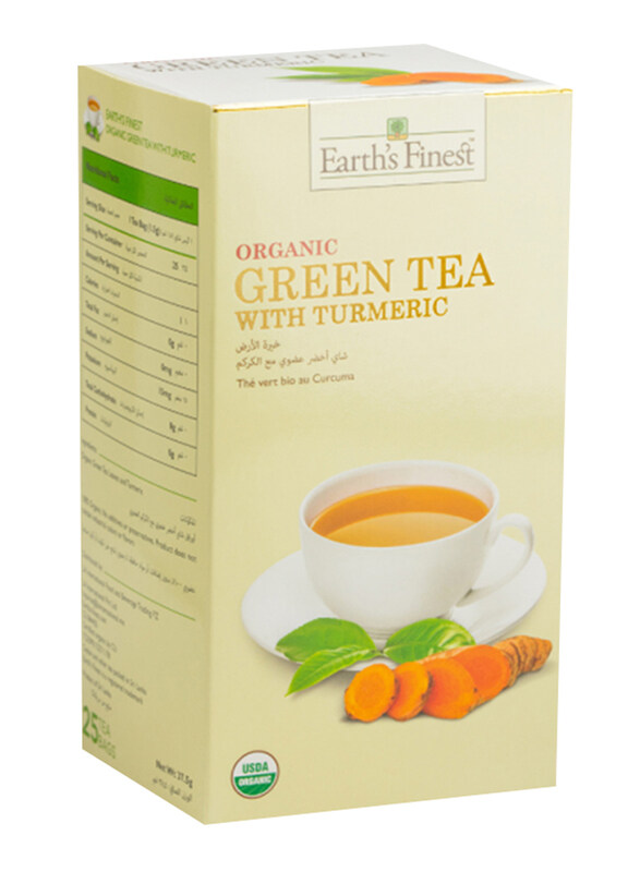 

Earth's Finest Organic Green Tea with Turmeric, 25 Tea Bags x 1.5g