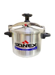 Sonex 7Ltr Classic Aluminium Metal Finish Round Pressure Cooker, Silver